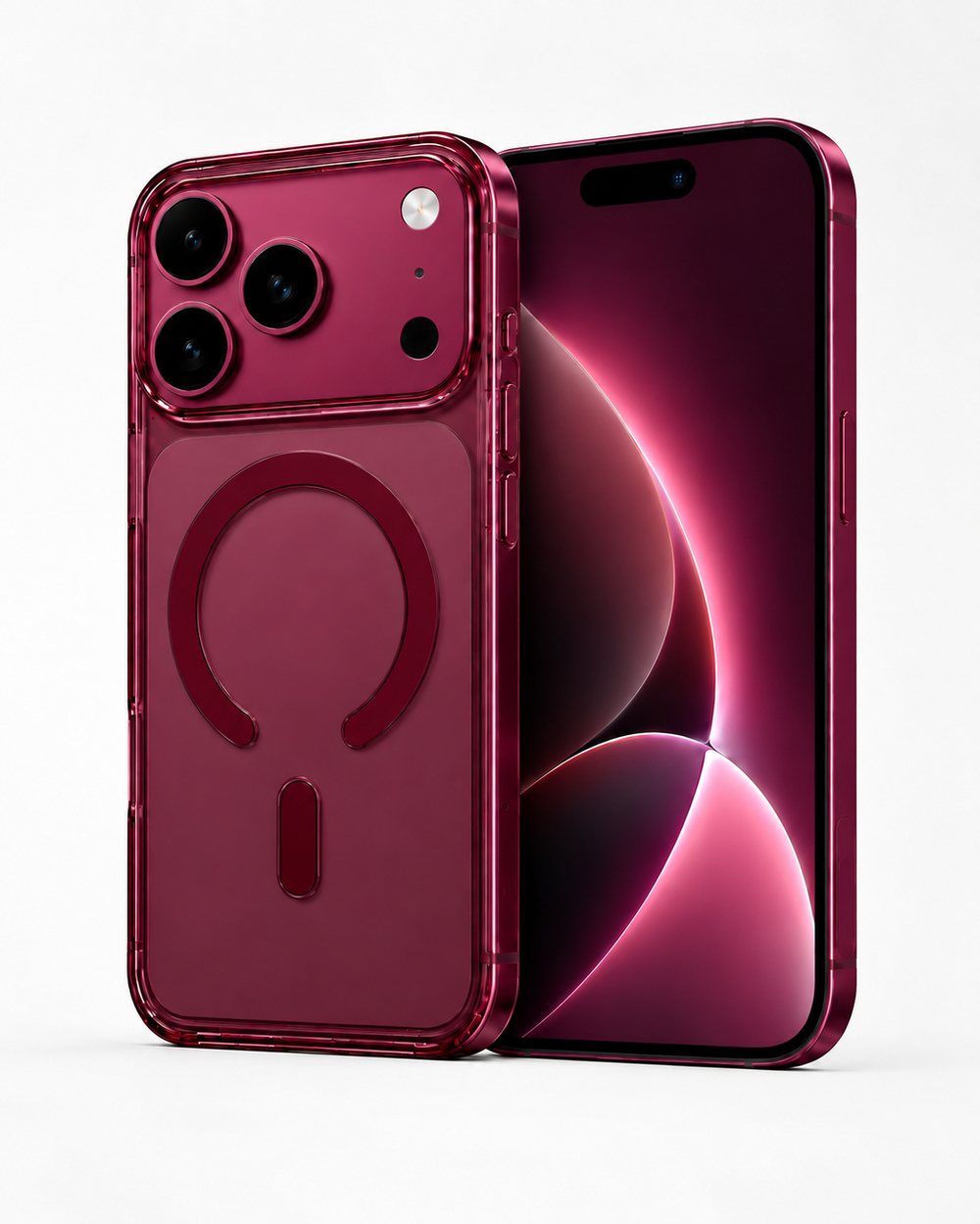 ClearCase Bordo iPhone 18 Pro Manyetik Şeffaf Kılıf