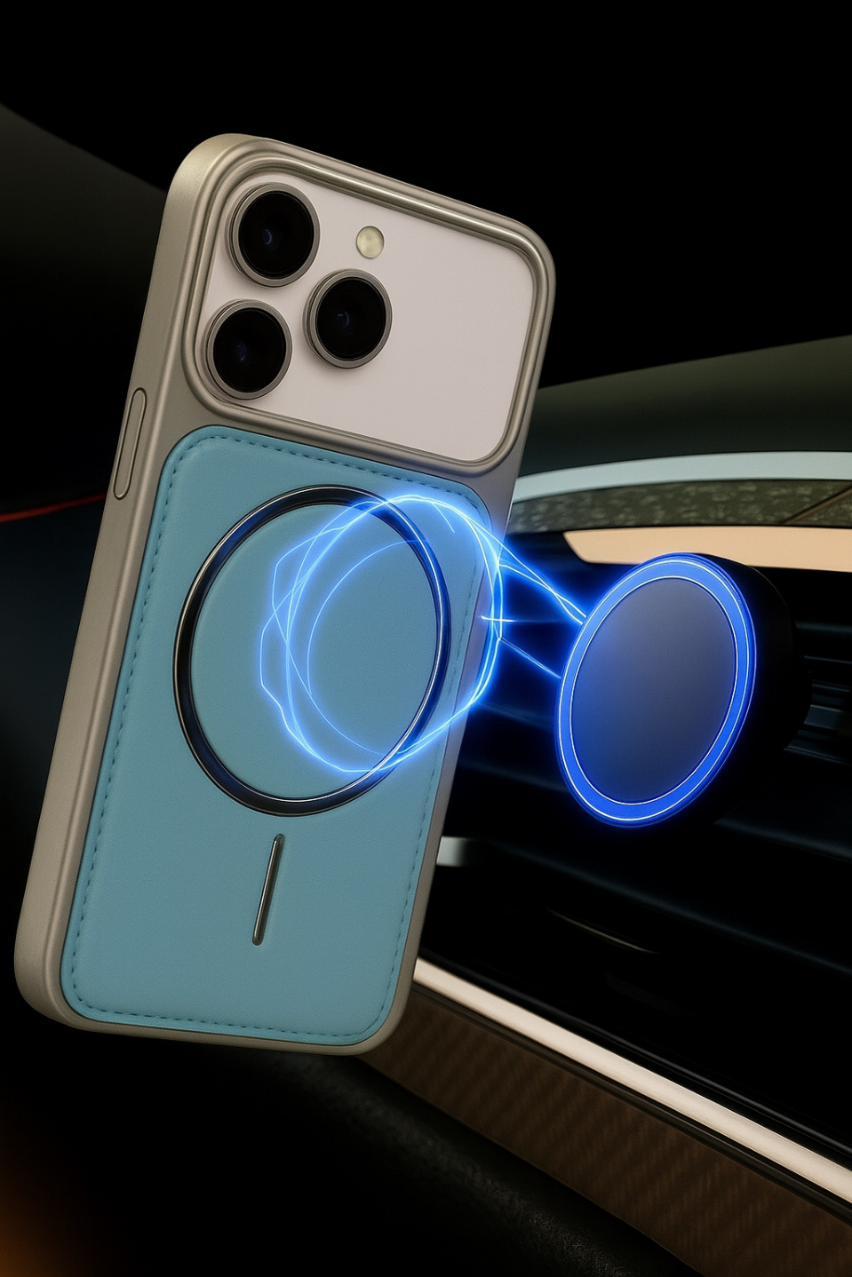 NeoMag Case Iphone 17 Pro Turkuaz Manyetik Özellikli Deri Kılıf 