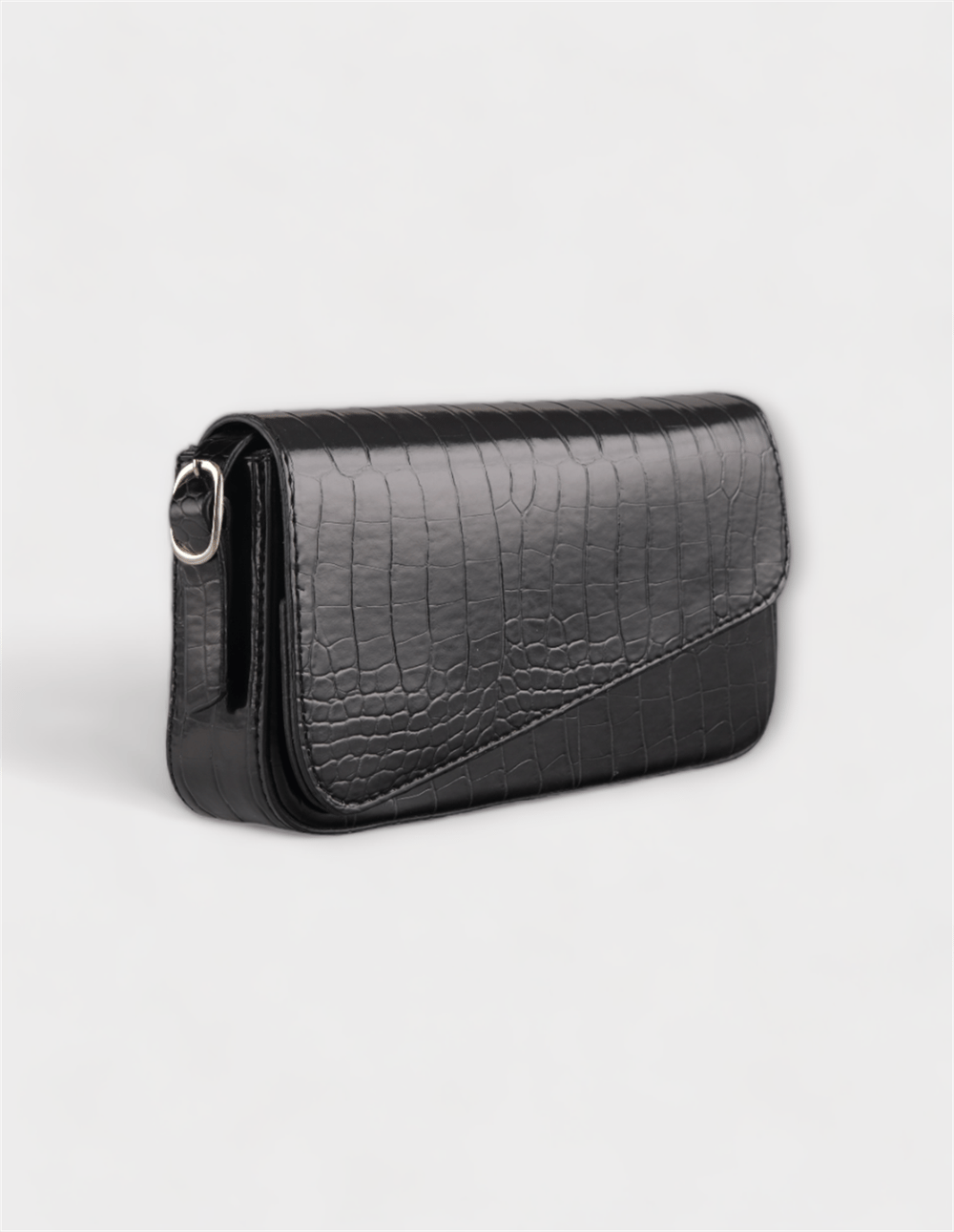 Kadın Çantası Desenli Siyah Çapraz Kesim Omuz Çantası Sasha