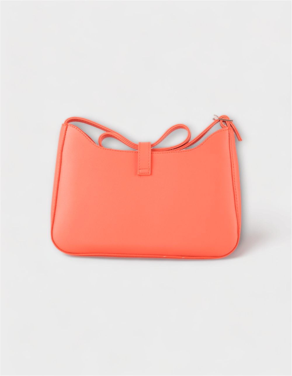 Turuncu Tek Askılı Gold Kilit Detaylı Deri Omuz Çantası Vanessa