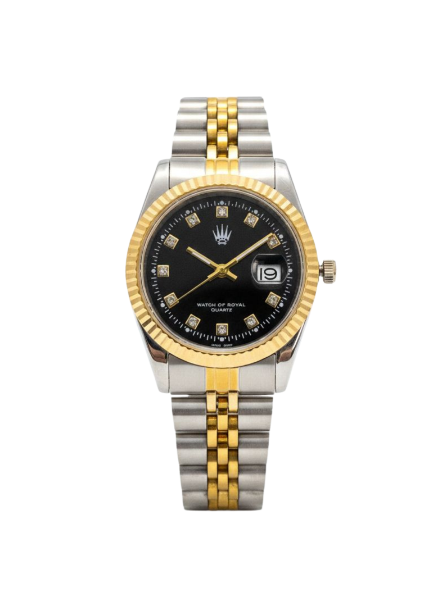 Pearl Luxe Silver Gold Black Kadın Çelik Kol Saati   Kadın SaatWATCHOFROYALPearlPearl Luxe Silver Gold Black Kadın Çelik Kol Saati   