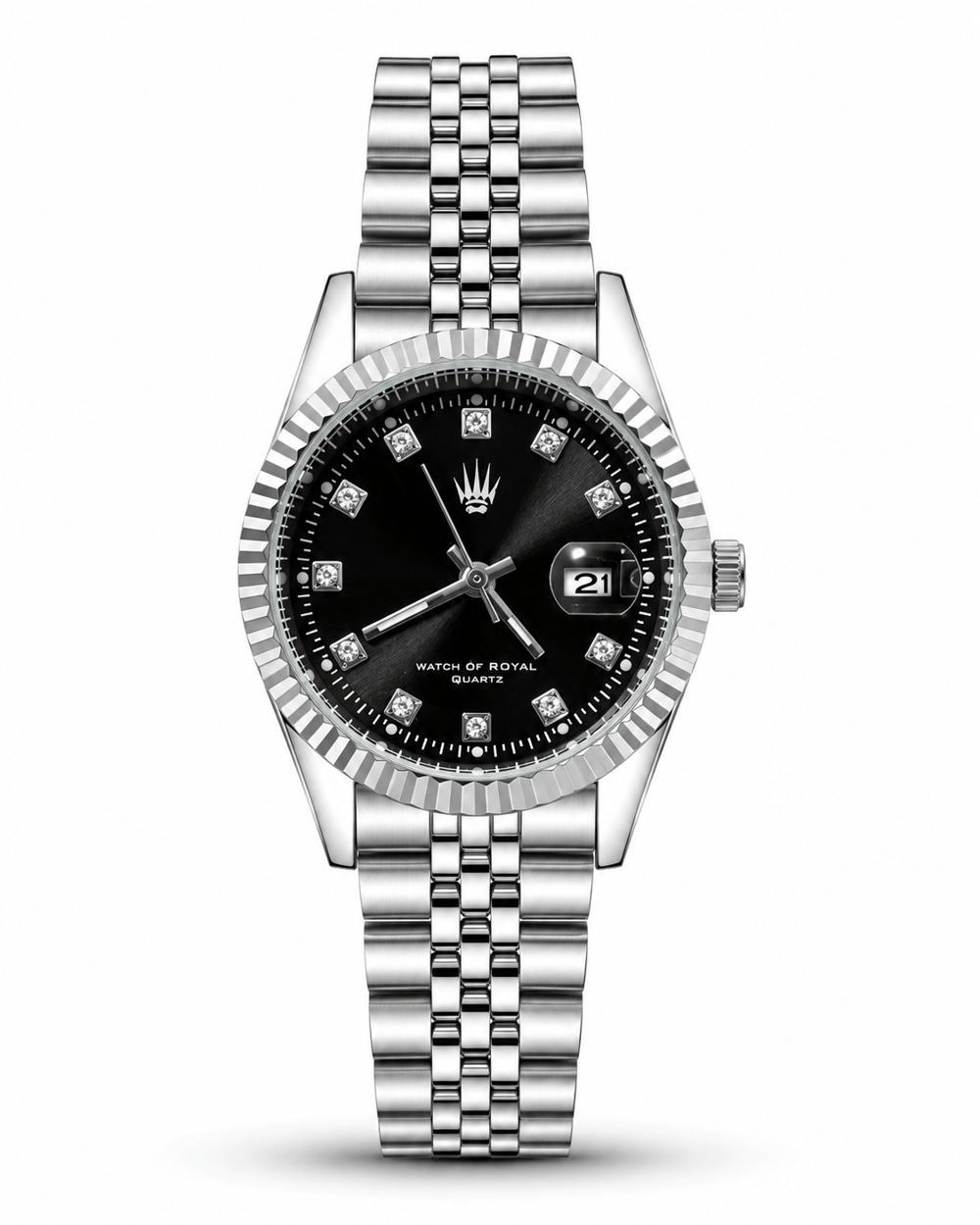 Pearl Luxe Silver Black Kadın Çelik Kol Saati   Kadın SaatWATCHOFROYALPearlPearl Luxe Silver Black Kadın Çelik Kol Saati   