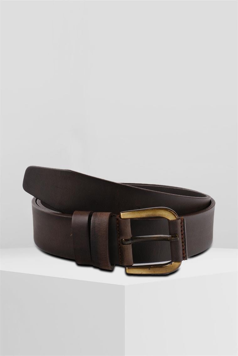 HAKİKİ DERİ EFEKT KAHVERENGİ KEMER 