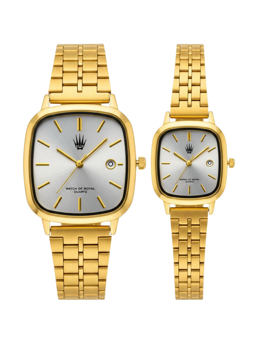 Çift Saati Classic Time Gold Metalik Kol Saati