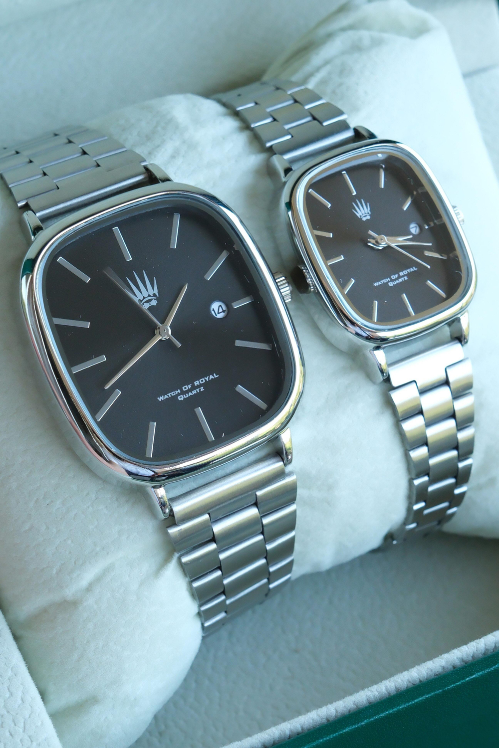 2li Set Çift Saati Classic Time Silver Black Kol Saati