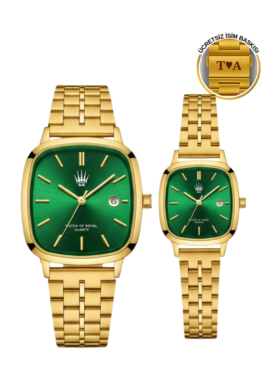 Çift Saati Classic Time Gold Green Kol Saati