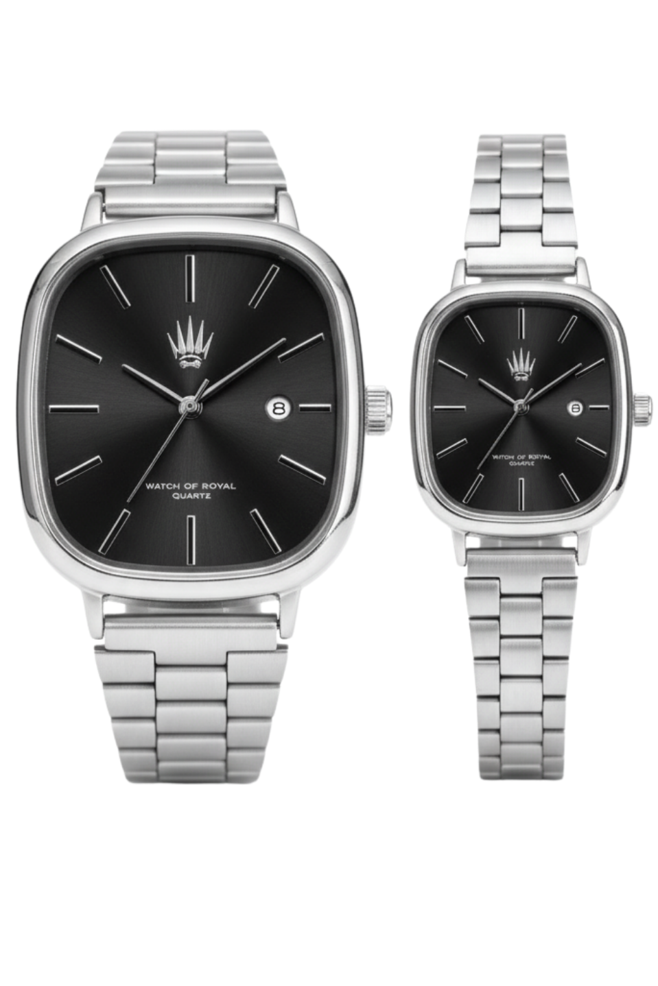 2li Set Çift Saati Classic Time Silver Black Kol Saati