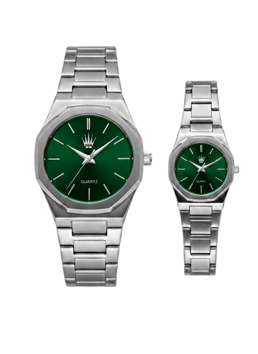 2'li Set Çift Saati Dualis Silver Green Kol SaatiKol SaatiWATCHOFROYALDualis2'li Set Çift Saati Dualis Silver Green Kol Saati