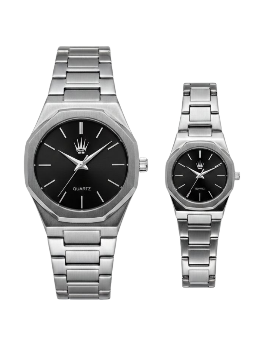 2'li Set Çift Saati Dualis Silver Black Kol SaatiKol SaatiWATCHOFROYALDualis2'li Set Çift Saati Dualis Silver Black Kol Saati