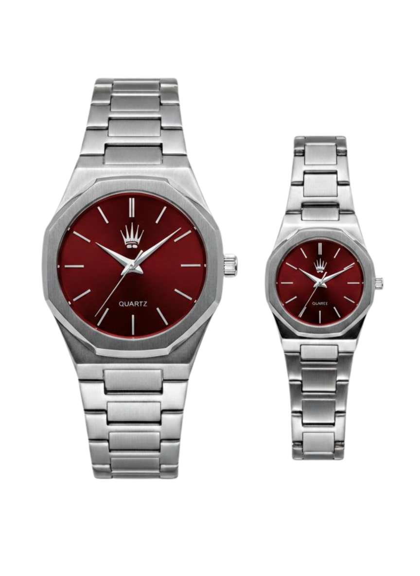 2'li Set Çift Saati Dualis Silver Red Kol SaatiKol SaatiWATCHOFROYALDualis2'li Set Çift Saati Dualis Silver Red Kol Saati