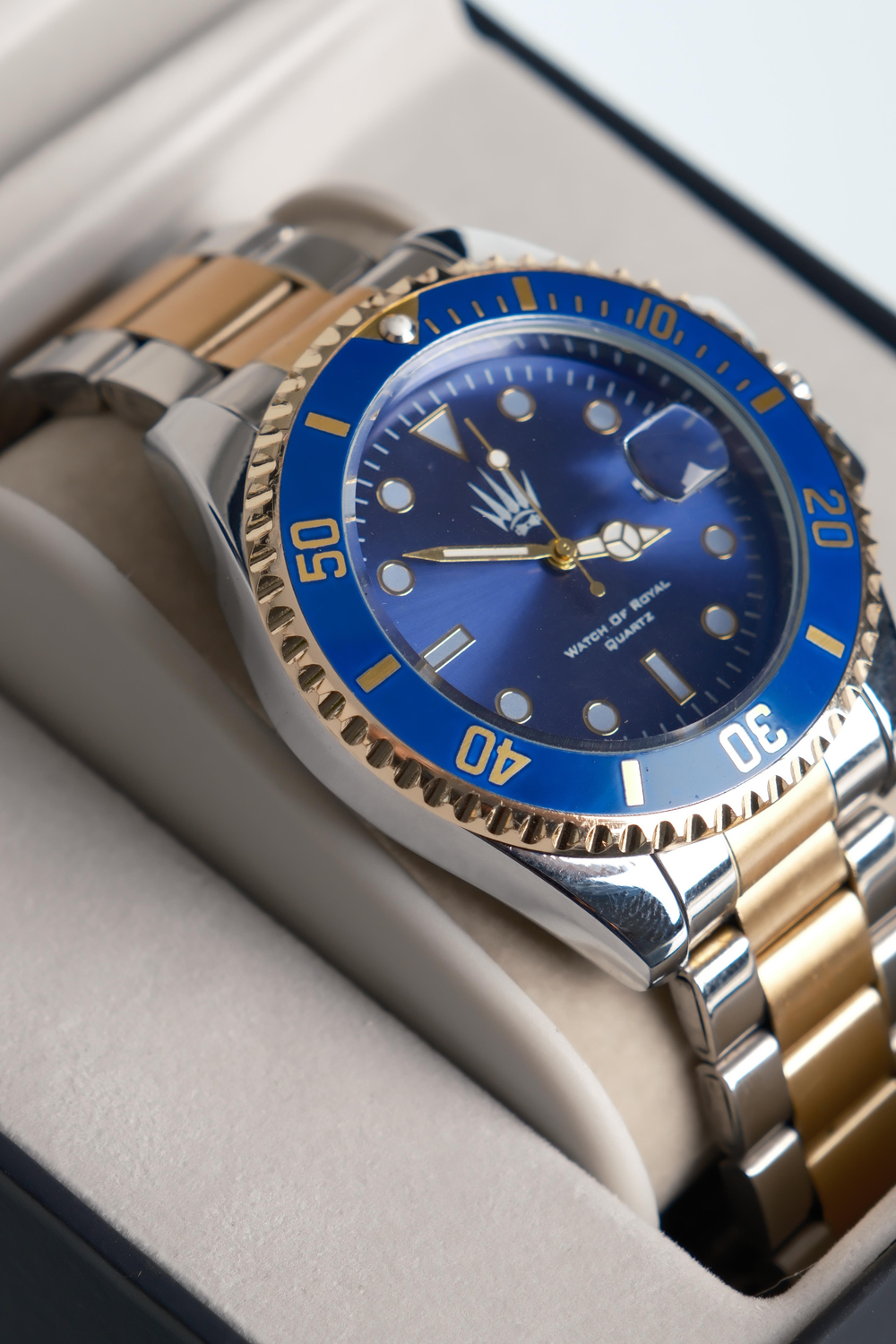 Titan Silver Gold Blue Kol Saati