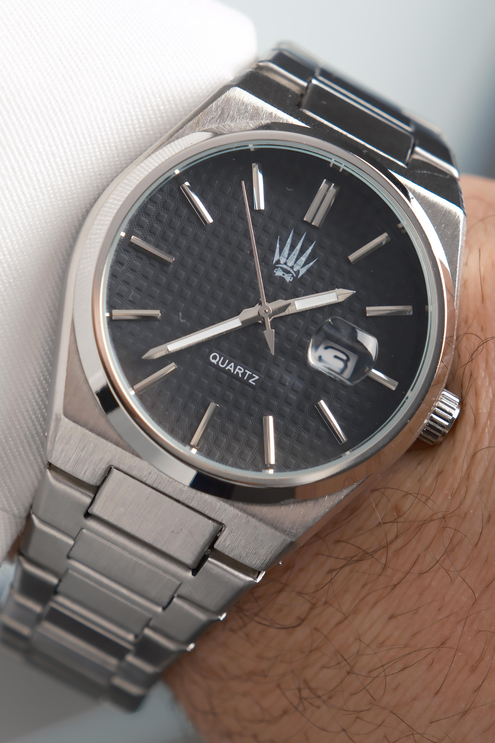 Vortex Silver Black Çelik Kol Saati