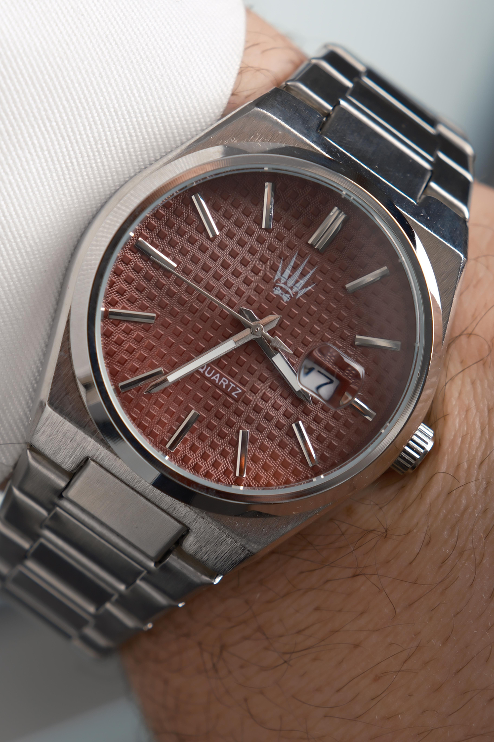 Vortex Silver Bordo Çelik Kol Saati