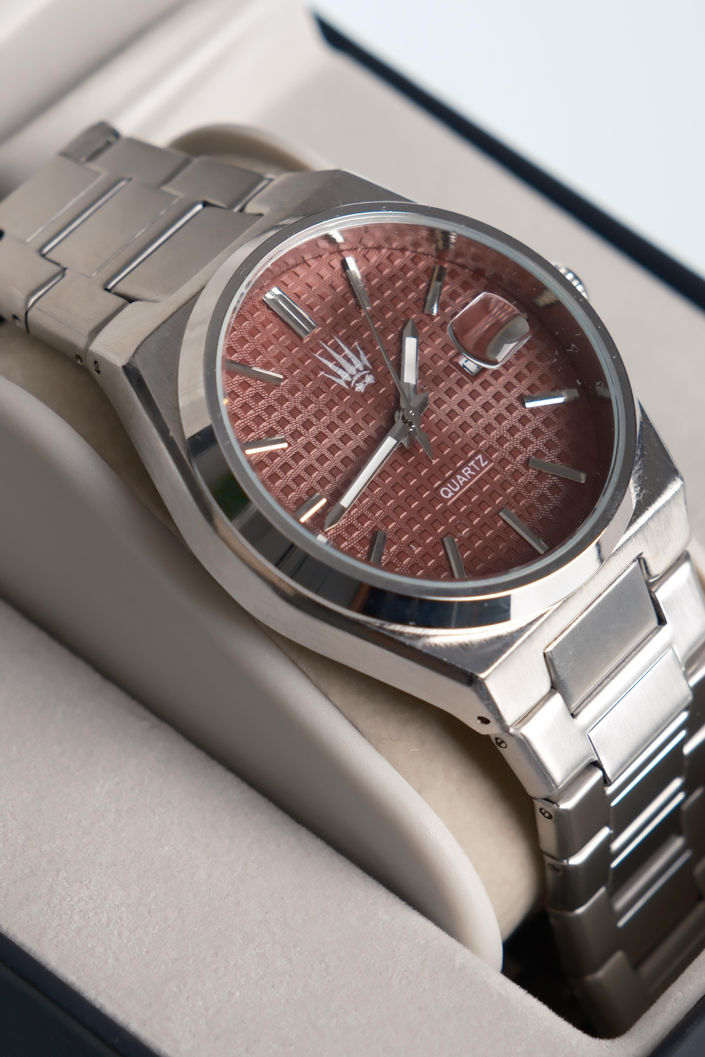 Vortex Silver Bordo Çelik Kol Saati