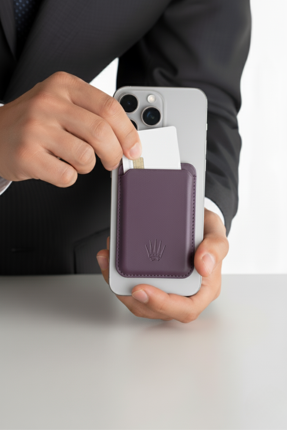 Kickstand Standlı Mor Magnetik Yapıştırmalı Mıknatıslı Kartlık