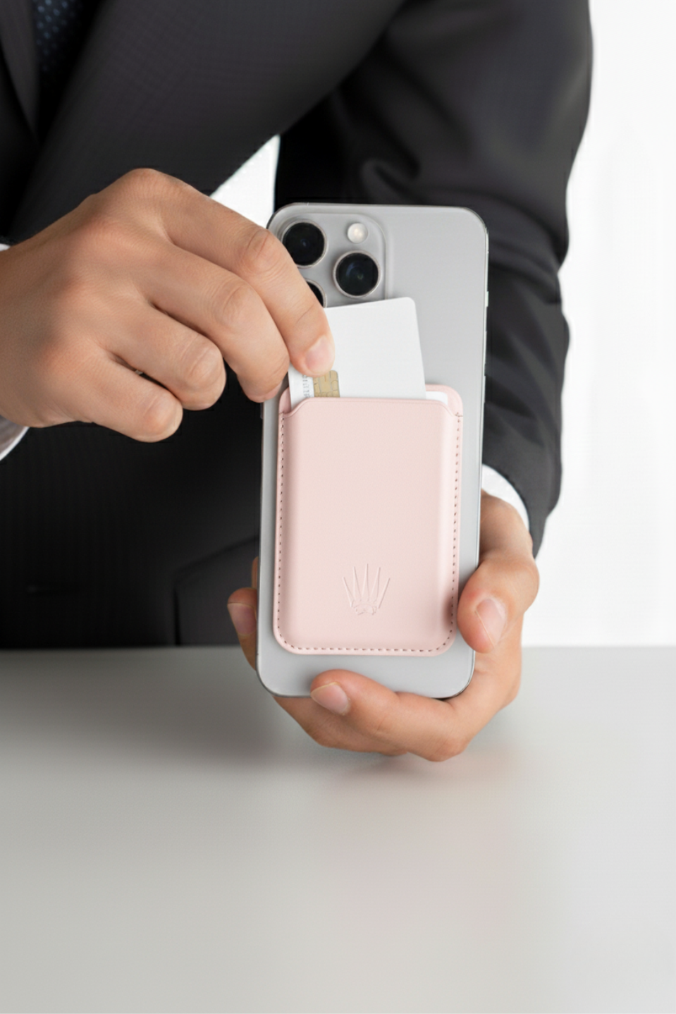 Kickstand Standlı Toz pembe Magnetik Yapıştırmalı Mıknatıslı Kartlık