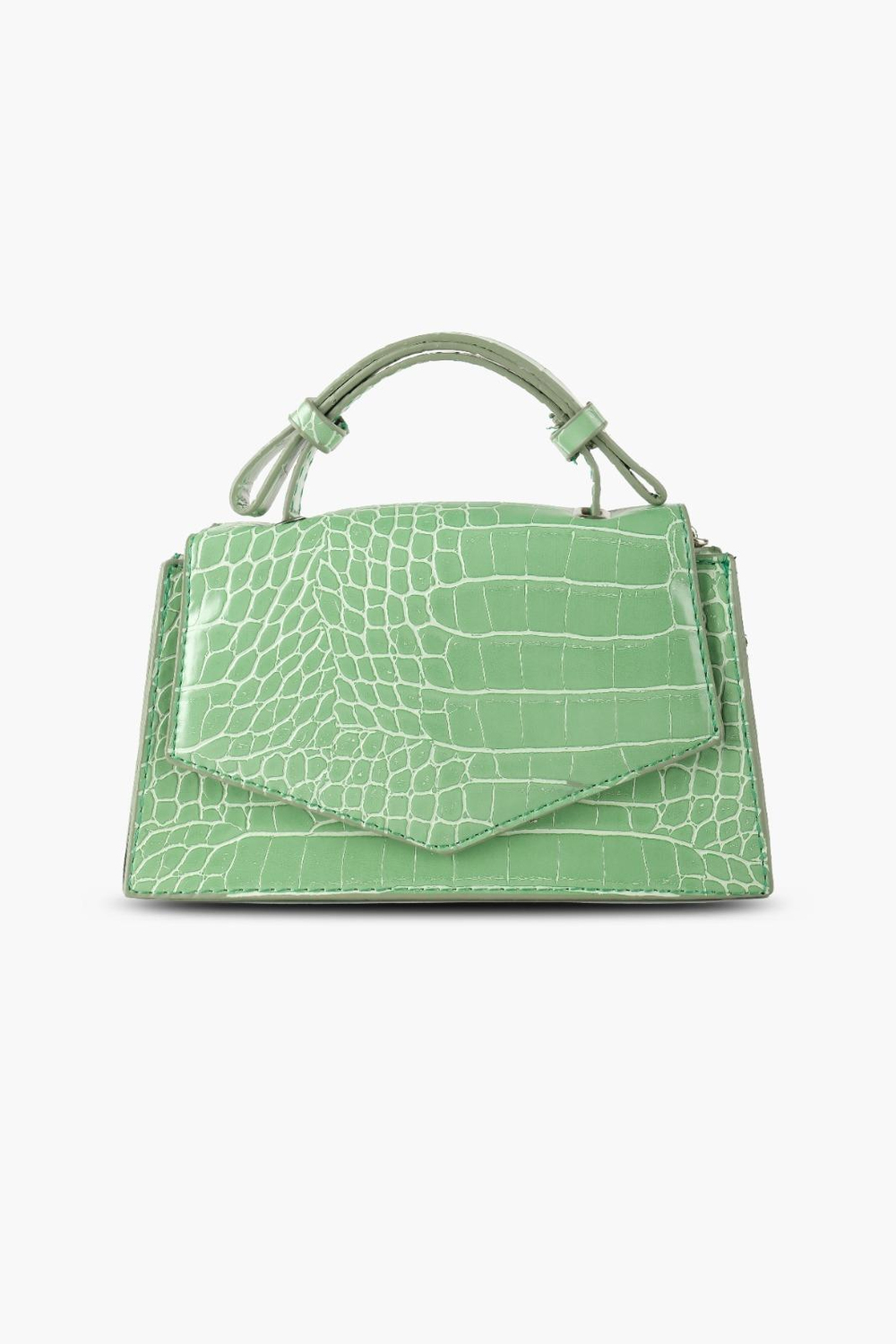 Mint Yeşili Kadın Kroko Desenli Mini El ve Çapraz Askılı Çanta ALESSİA