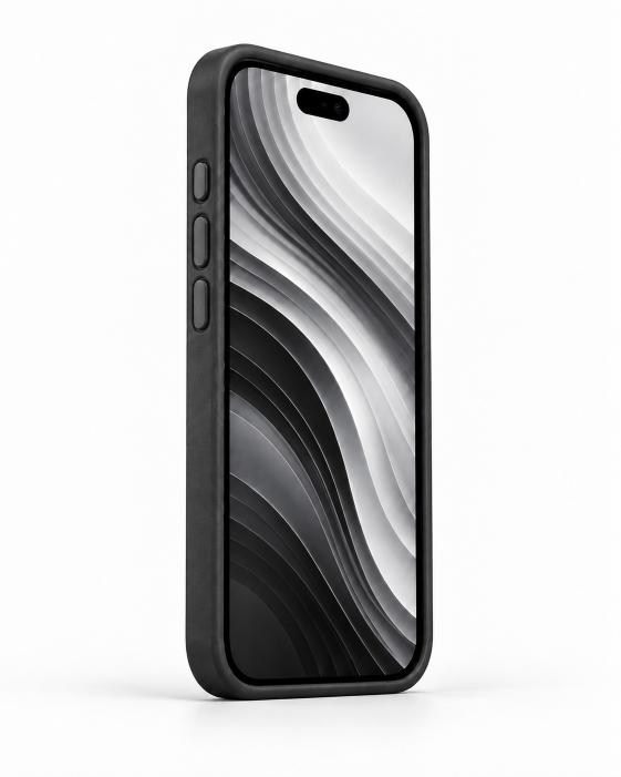 STANDLI IPHONE 14 PLUS SİYAH DERİ TELEFON KILIFI