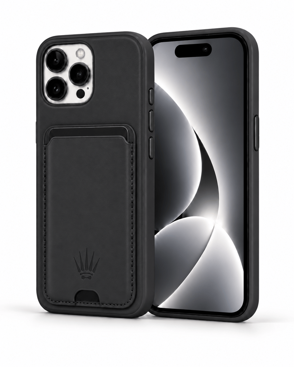 STANDLI IPHONE 15 PLUS SİYAH DERİ TELEFON KILIFI