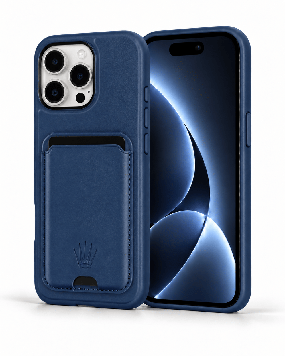 STANDLI IPHONE 15 PRO MAX LACİVERT DERİ TELEFON KILIFI