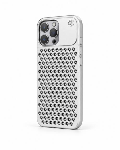 The Bulwark 14 Pro Max Silver  Alüminyum Alaşımlı,Kokulu Metal Kızaklı Telefon Kılıfı
