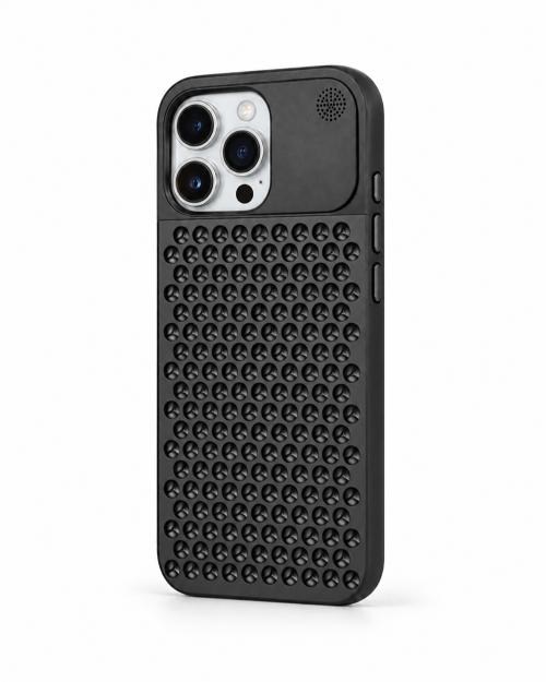 The Bulwark 14 Pro Max SİYAH Alüminyum Alaşımlı,Kokulu Metal Kızaklı Telefon Kılıfı