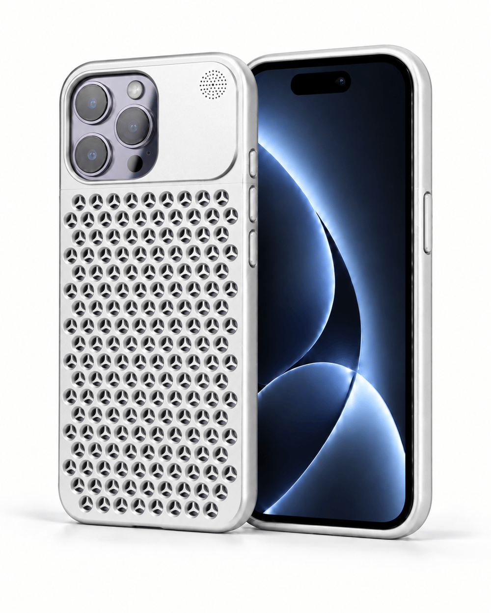 The Bulwark 14 Pro Max Silver  Alüminyum Alaşımlı,Kokulu Metal Kızaklı Telefon Kılıfı