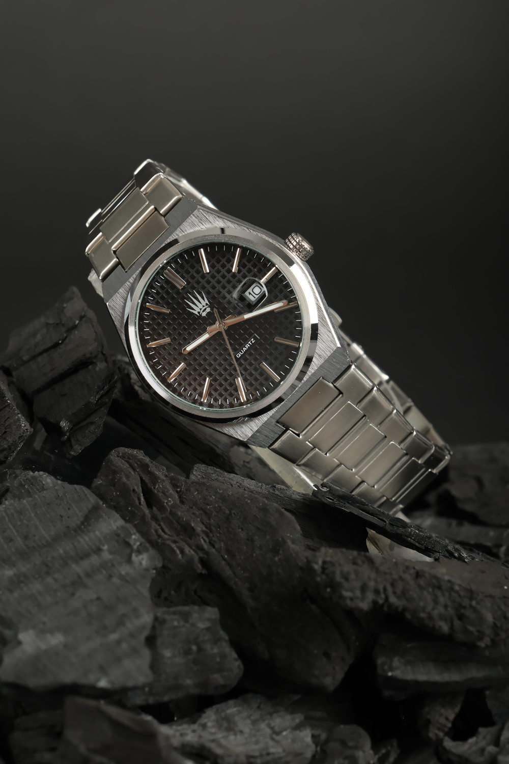 Vortex Silver Black Çelik Kol Saati