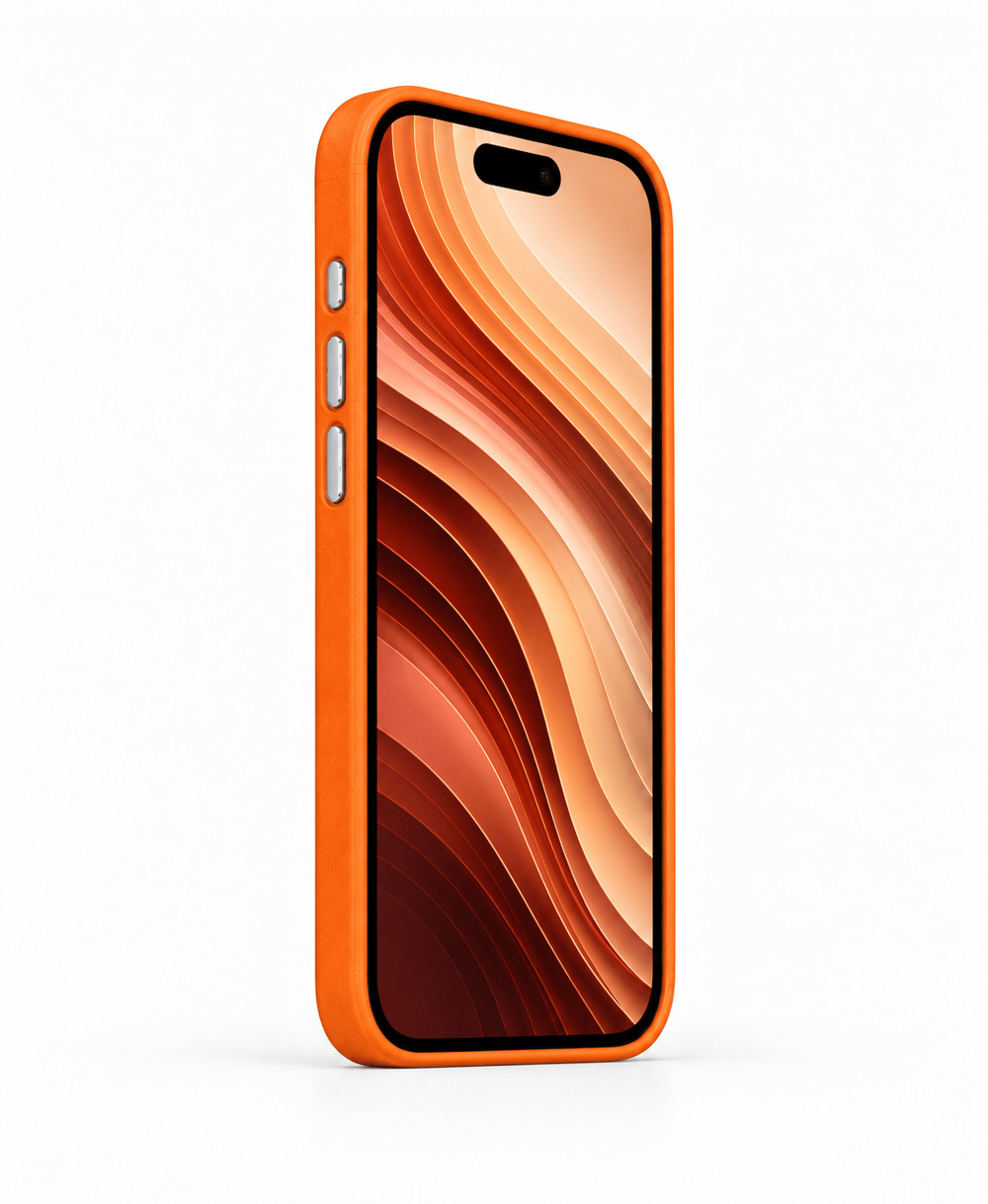 Bexocase Iphone 17 Turuncu Manyetik Özellikli Deri Kılıf 