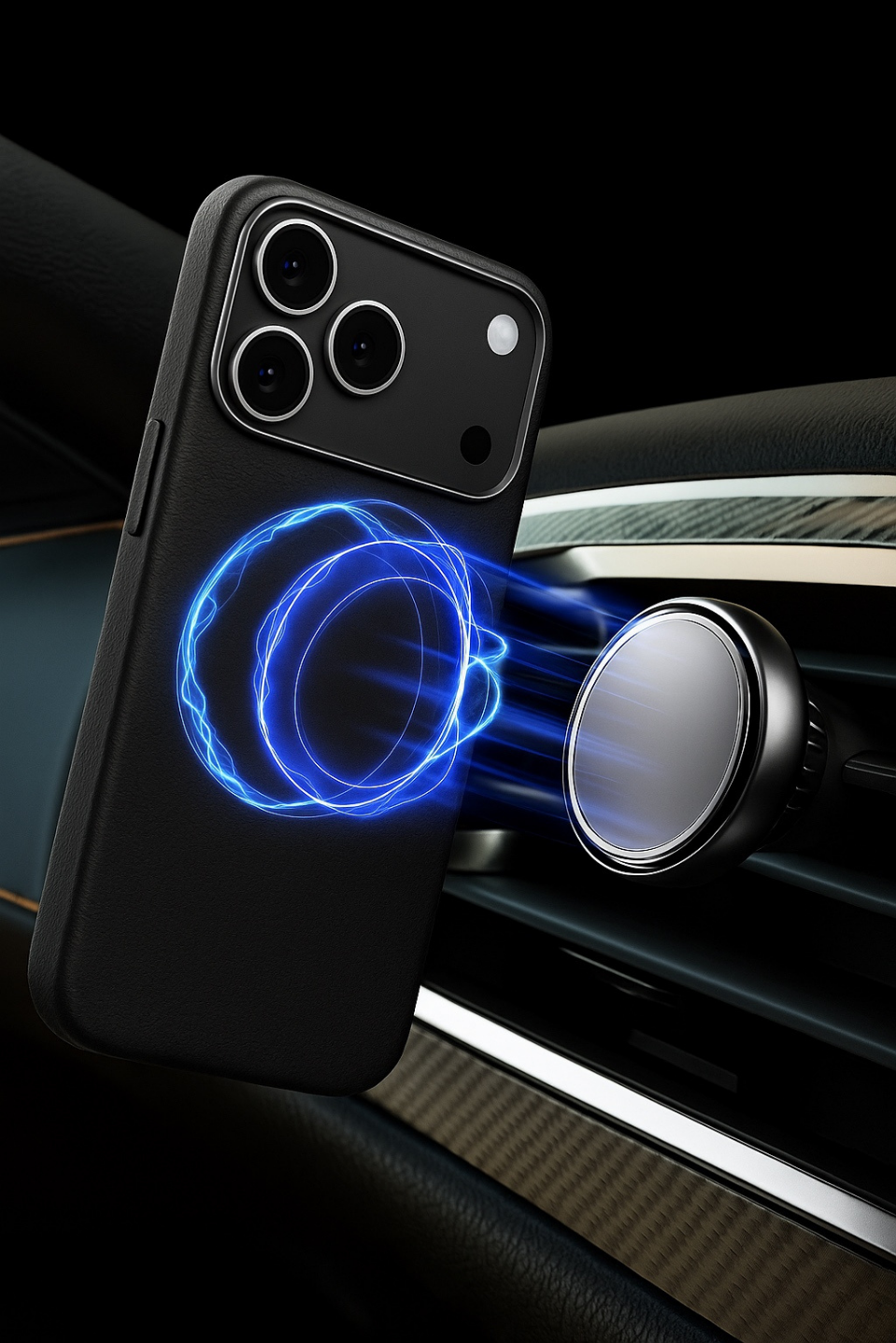 Bexocase Iphone 17 Pro Siyah Manyetik Özellikli Deri Kılıf 