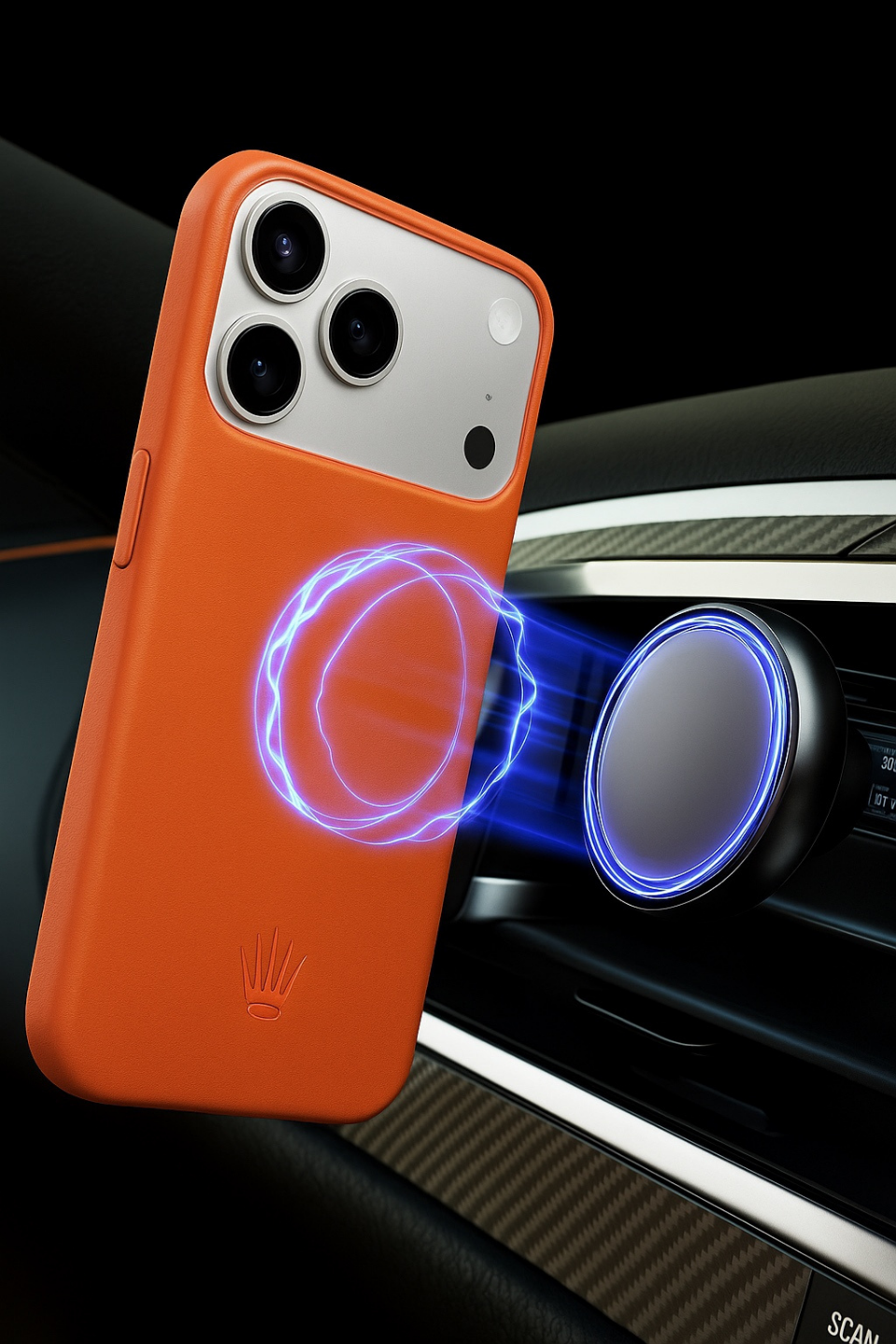 Bexocase Iphone 17 Pro Max Turuncu Manyetik Özellikli Deri Kılıf 