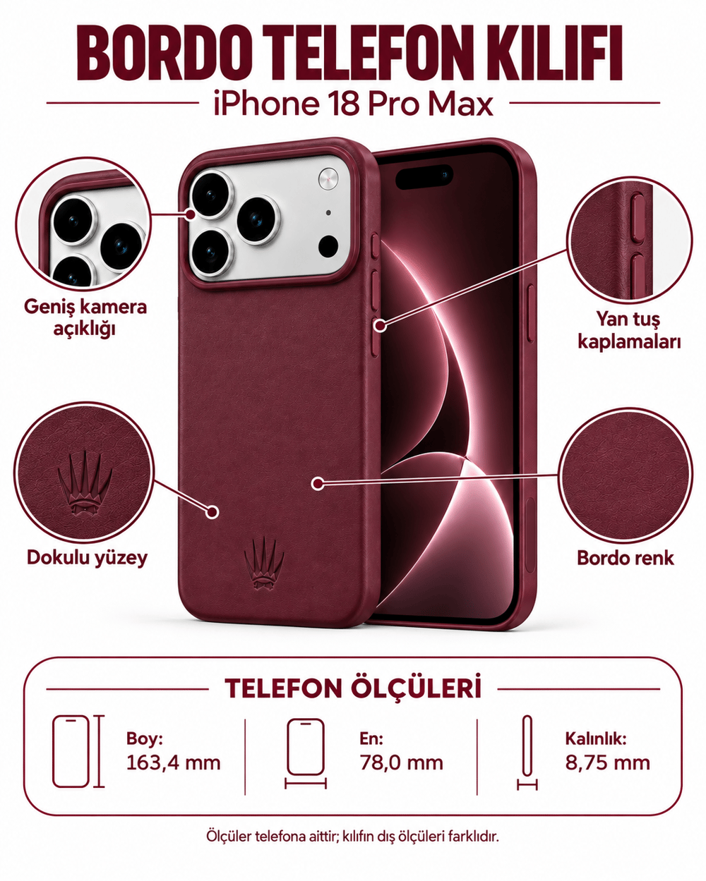 Bexocase Iphone 18 Pro Mürdüm Manyetik Özellikli Deri Kılıf 