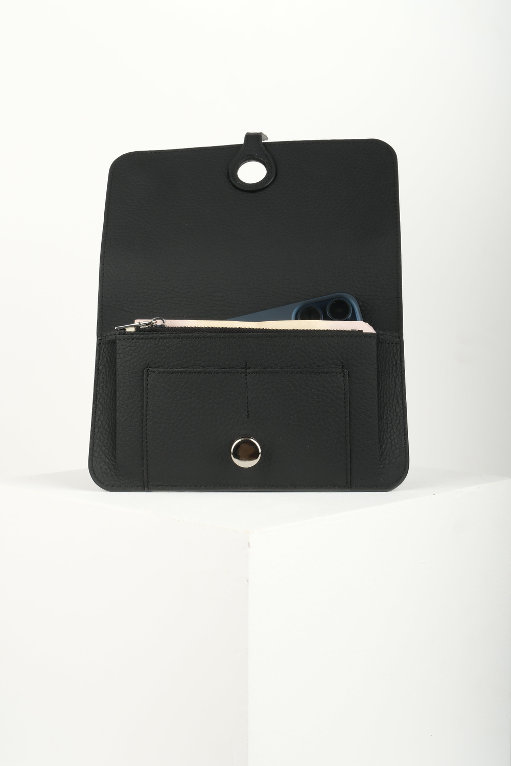 DIONİS SİYAH HAKİKİ DERİ TELEFON CÜZDANI VE KARTLIK