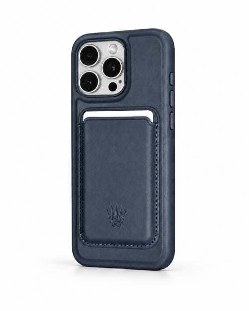 IPHONE 15 PRO MAX Lacivert Manyetik ÖZELLİKLİ DERİ TELEFON KILIFI & KARTLIK