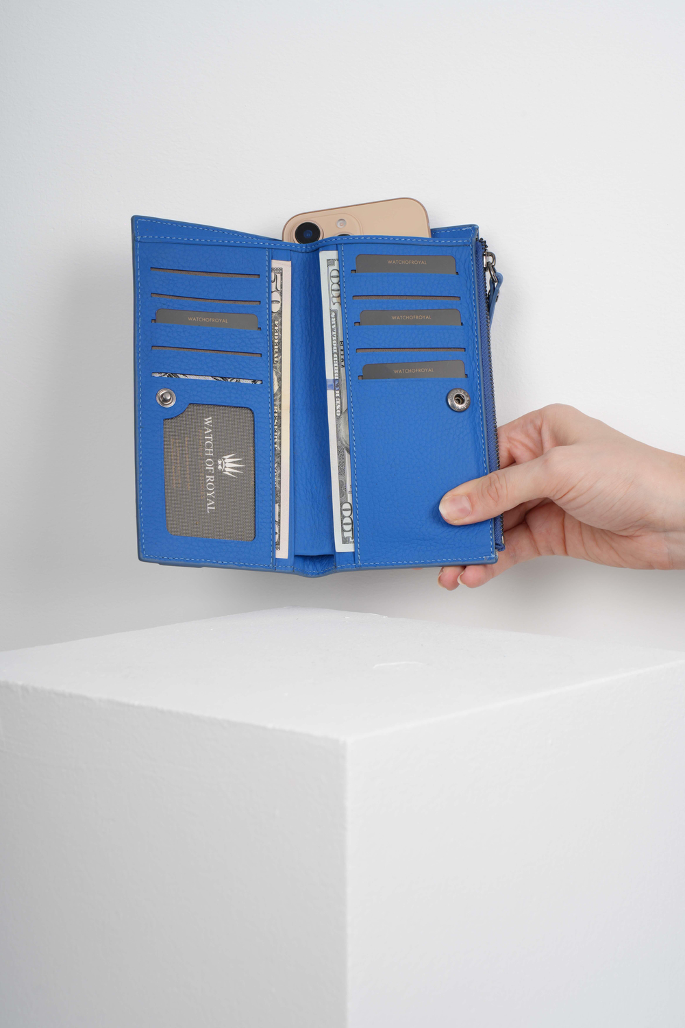 LOUIS BLUE GENUINE LEATHER PHONE WALLET