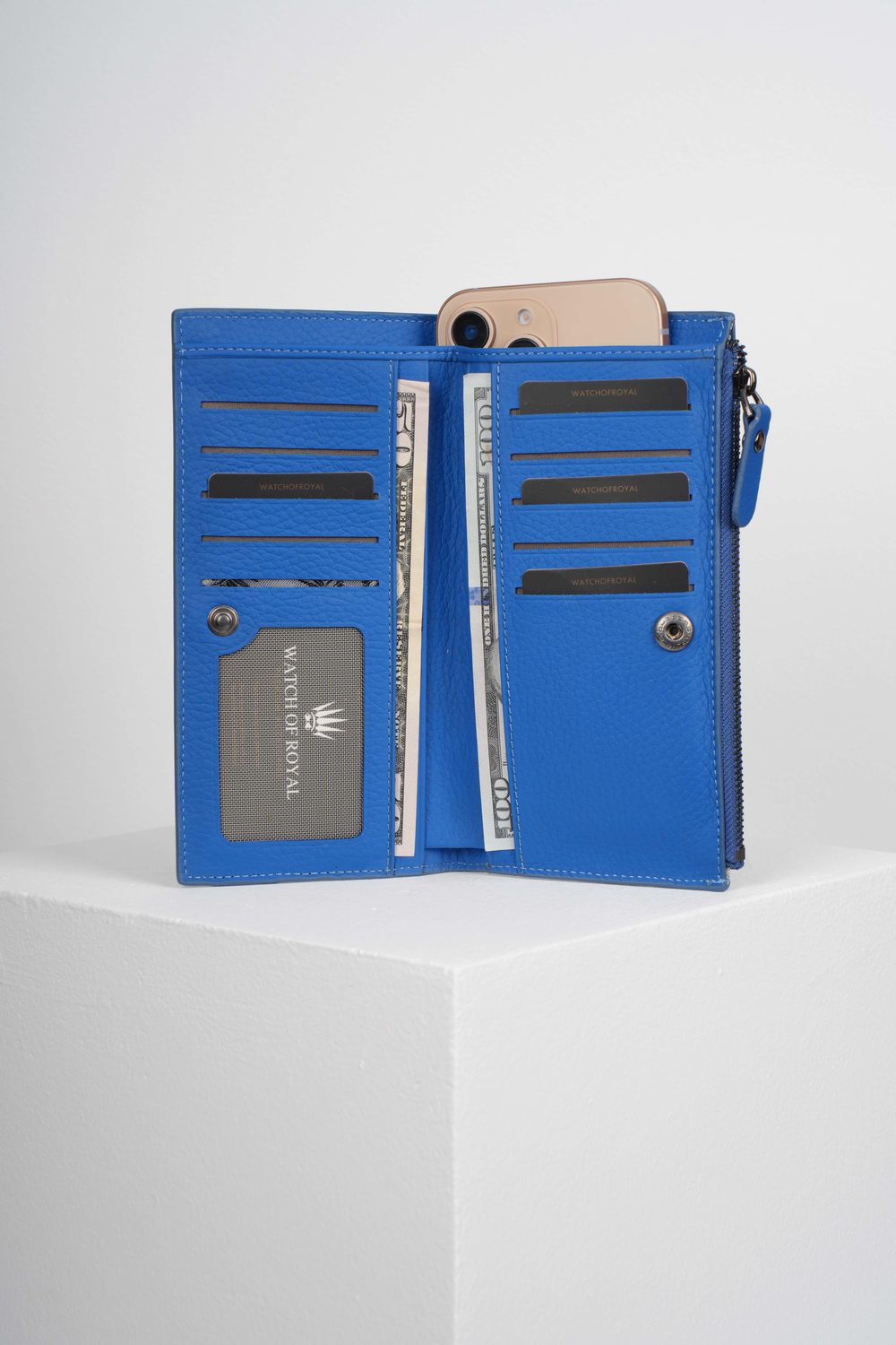 LOUIS BLUE GENUINE LEATHER PHONE WALLET