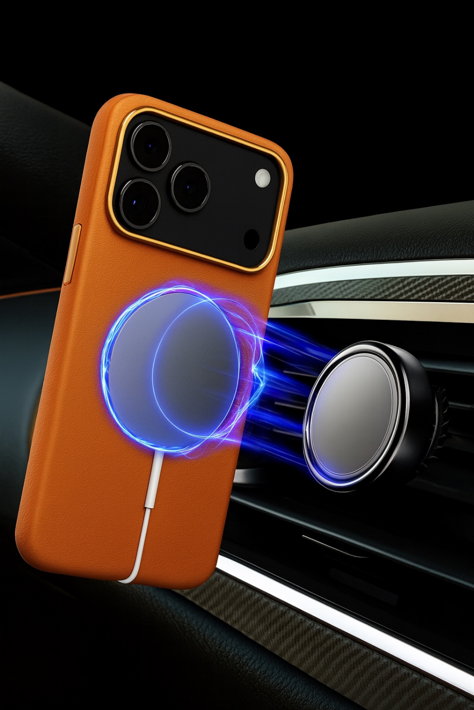 MonoCase Iphone 17 Pro Max Turuncu Manyetik Özellikli Deri Kılıf 