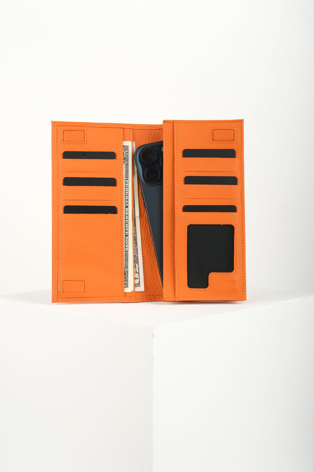 PARIS TURUNCU HAKİKİ DERİ TELEFON CÜZDANI