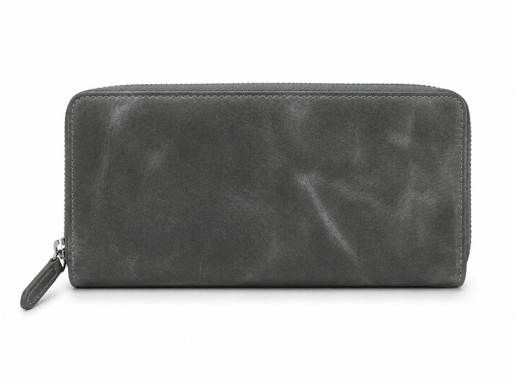Patrick Crazy Grey Hakiki Deri Telefon Cüzdanı