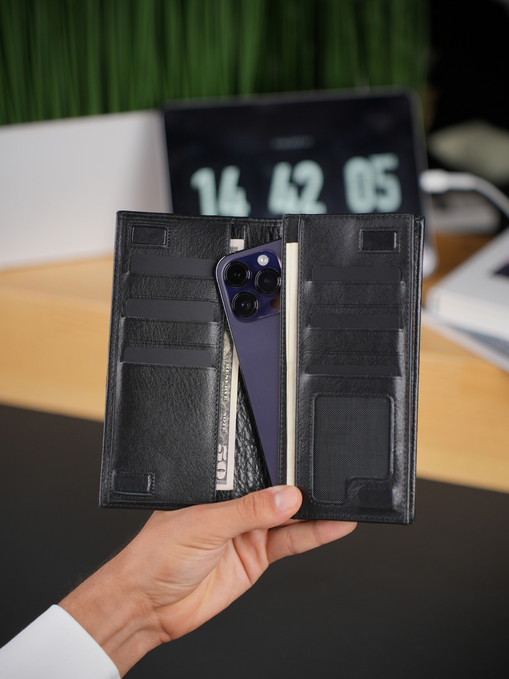 PARIS SİYAH HAKİKİ DERİ TELEFON CÜZDANI