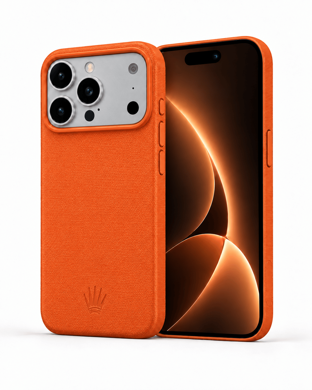 Woven Iphone 17 Pro Max Turuncu Manyetik Özellikli Deri Kılıf 