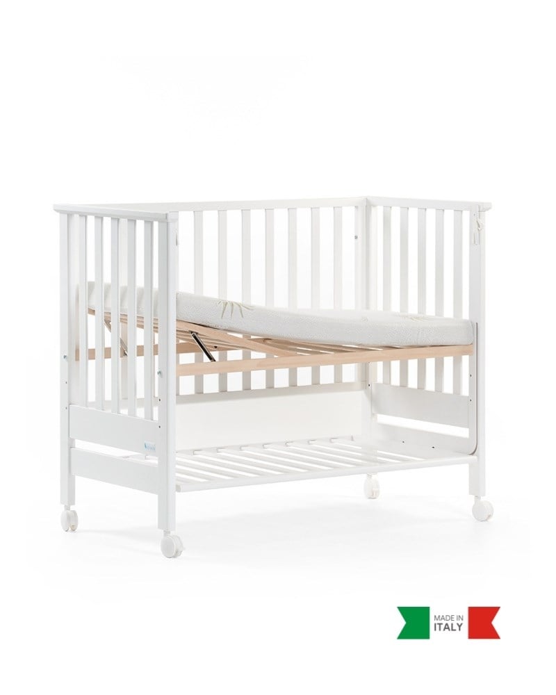 Ahşap Anne Yanı Bebek Beşiği İç Yataklı Contact Beyaz 62.5 x 117 cm