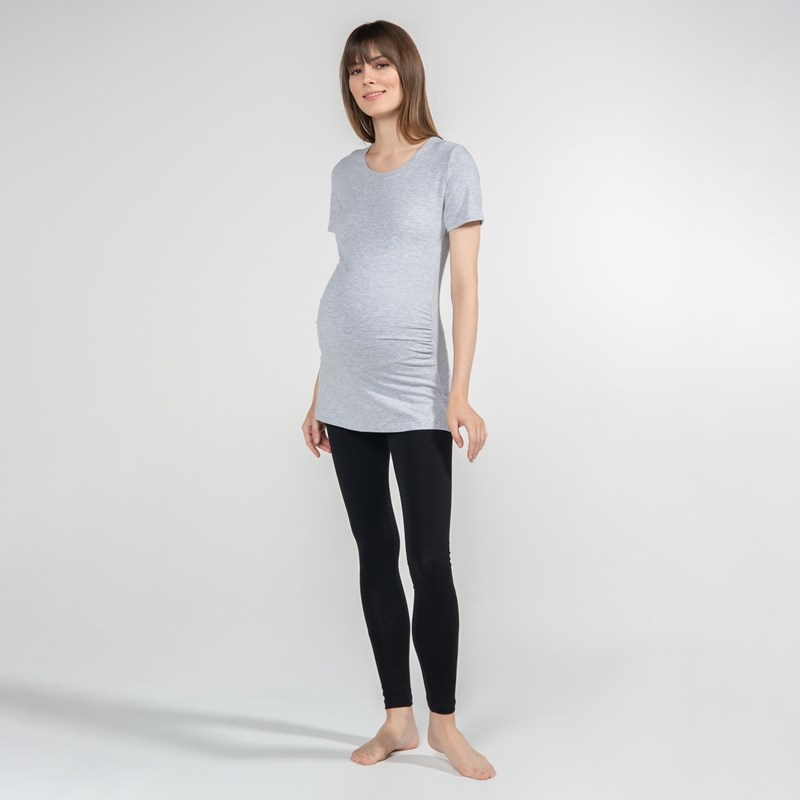 Hamile T-Shirt Bisiklet Yaka Carina Gri