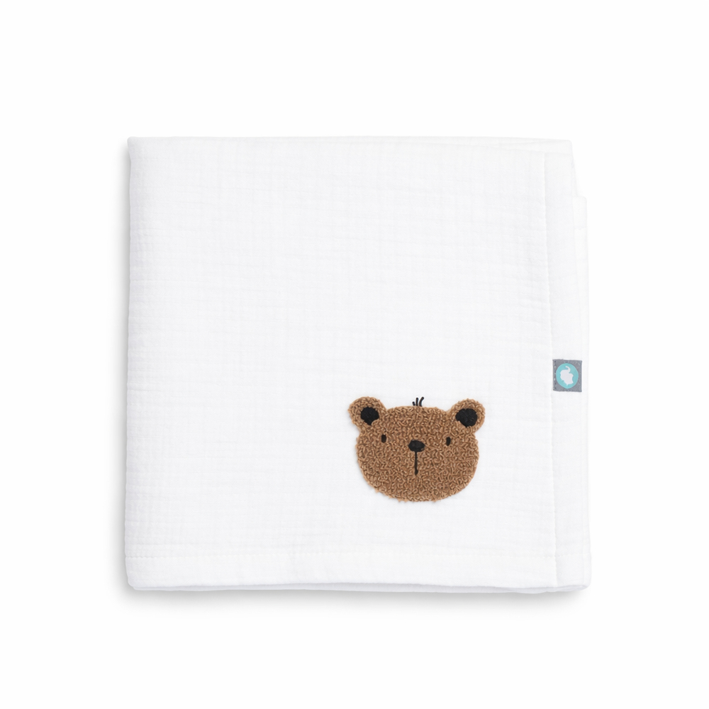 Bebek Battaniyesi Müslin Teddy Beyaz 120 x 120 cm