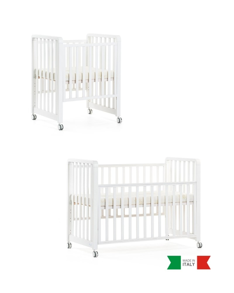Büyüyen Ahşap Bebek Beşiği İç Yataklı Glam Beyaz 71 x 130 cm
