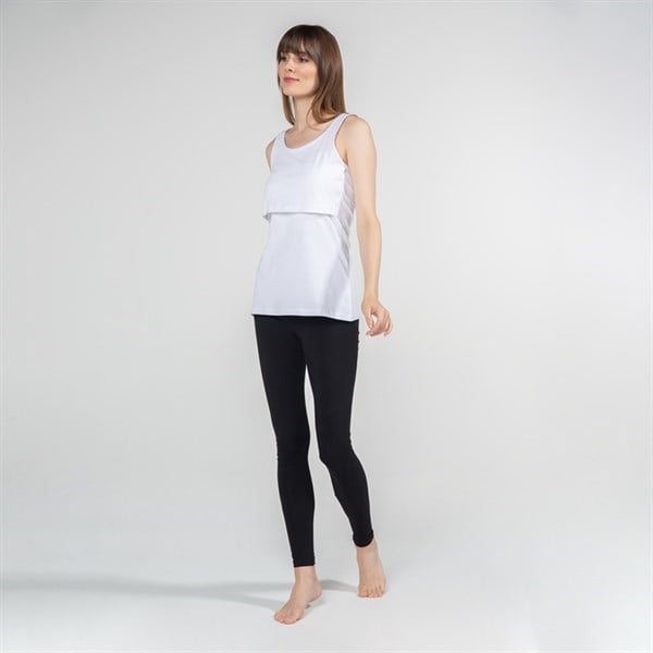 Emzirme T-Shirt Atlet Yaka Paola Beyaz