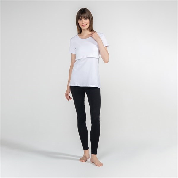 Emzirme T-Shirt Bisiklet Yaka Letizia Beyaz