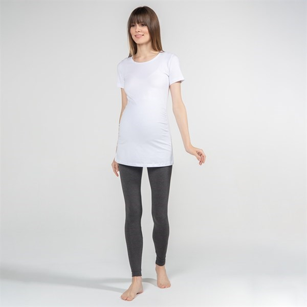 Hamile T-Shirt Bisiklet Yaka Carina Beyaz