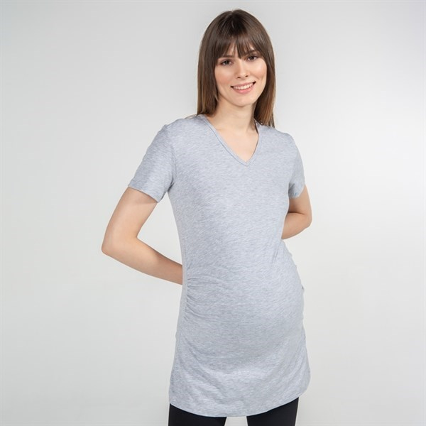 Hamile T-Shirt V Yaka Antonia Gri