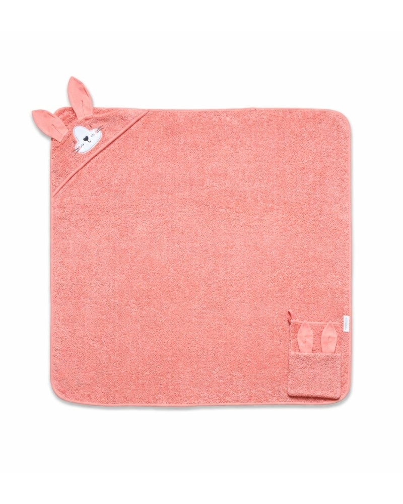 Üçgen Başlıklı Bebek Havlu Seti Bath Time Yavruağızı 90 x 90 cm